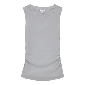 Reiss grey sleeveless top with scoop neck and ruched side detailing, relaxed fit