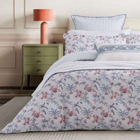 Seren Square Pillowcase Pair Denim Blue/Pink