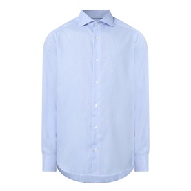 Eton Signature Oxford Shirt in light blue cotton, wide spread collar, long sleeves, front button fastening and curved hem