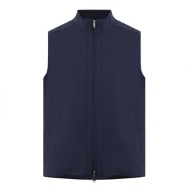 Eton Lana Technical Gilet in navy blue, sleeveless with high neckline, two-way zip fastening and side entry pockets