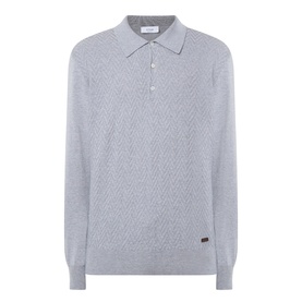 Chevron Structure Knitted Polo Sweater