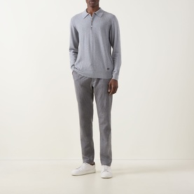 Chevron Structure Knitted Polo Sweater