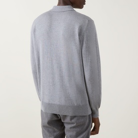 Chevron Structure Knitted Polo Sweater