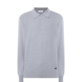 Chevron Structure Knitted Polo Sweater