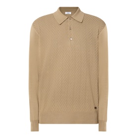 Chevron Structure Knitted Polo Sweater