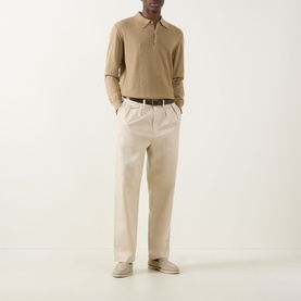 Chevron Structure Knitted Polo Sweater