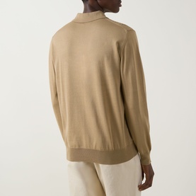 Chevron Structure Knitted Polo Sweater