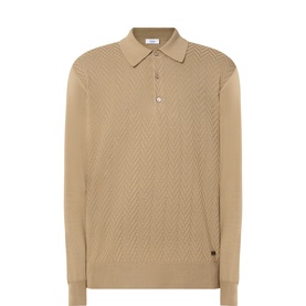 Chevron Structure Knitted Polo Sweater