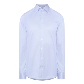 Eton Single Cuff Slim formal shirt in dark blue, 100% cotton, spread collar, long sleeves with single button cuffs.