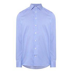 Eton Mid Blue single cuff regular formal shirt in 100% cotton, spread collar, long sleeves with button front fastening