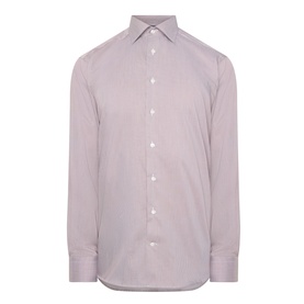 Eton Fine Stripe Single Cuff Shirt in dark red, pointed collar, long sleeves, single cuffs, button fastenings, 100% cotton