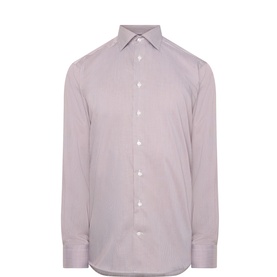 Eton Fine Stripe Single Cuff Shirt in dark red, pointed collar, long sleeves, single cuffs, button fastenings, 100% cotton