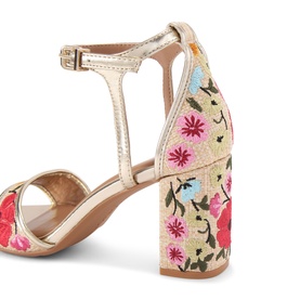 Faryn Embroidered Block Heel Sandals