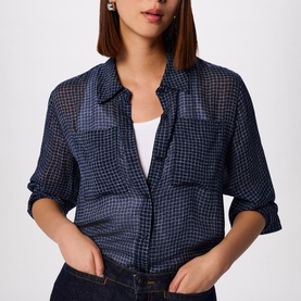 Grid Check Sheer Casual Shirt