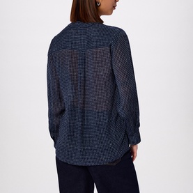 Grid Check Sheer Casual Shirt