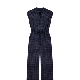Grid Check Drawstring Jumpsuit