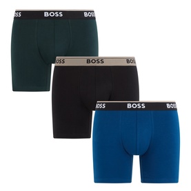 Hugo Boss Boxers 3Pk in dark green, black and blue, each with branded elasticated waistband, cotton blend, pack of 3
