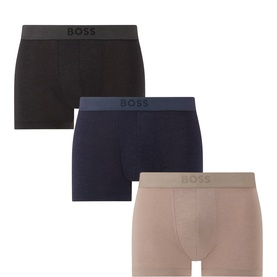 Hugo Boss Boxers 3-Pack in black, navy and beige with tonal branded waistbands, modal blend fabric