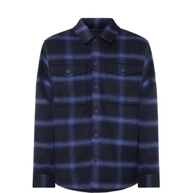 Hugo Boss Orange dark blue check casual shirt with spread collar, chest patch pockets, and button placket
