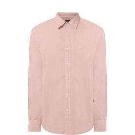 Hugo Boss Orange casual shirt in light pastel red, 100% cotton, long sleeves, button-front with small chest logo