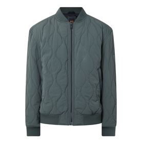 Hugo Boss Orange Osual Wave Quilted Bomber Jacket in Open Green with zip-through fastening, wave-quilted shell and elasticated trims