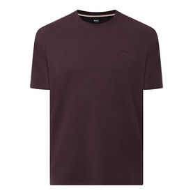 Hugo Boss dark brown cotton blend pyjama top with crew neck and tonal embroidered logo on chest