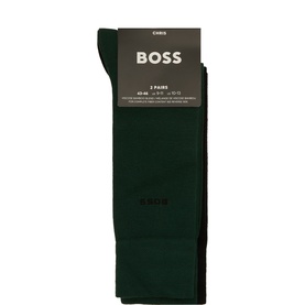 Hugo Boss Chris green viscose-blend socks 3-pair pack, folded with branded card header