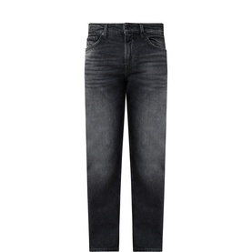 Hugo Boss Orange charcoal straight-leg jeans with faded wash, five-pocket styling and zip fly, 99% cotton