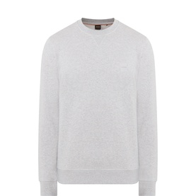 Hugo Boss Orange Open Grey cotton sweatshirt with crew neck, ribbed cuffs and hem, small logo embroidery at chest