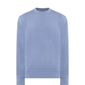 Hugo Boss Orange medium blue cotton crew neck sweatshirt with ribbed cuffs and hem, tonal logo print to chest