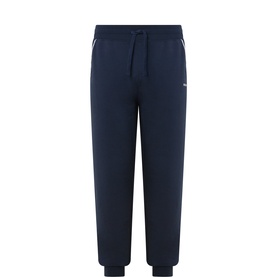 Hugo navy loungewear joggers with elasticated drawstring waist, ribbed cuffs, and small logo detail on left thigh