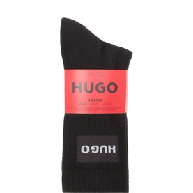 Three-Pack Rib Label Logo Socks