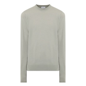 John Smedley 15.Singular Knit Sweater in Thistle Drew, crew neck merino wool jumper with long sleeves and ribbed trims