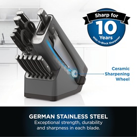 StaySharp Knife Block with Integrated Sharpener 14 Piece Set