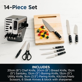 StaySharp Knife Block with Integrated Sharpener 14 Piece Set