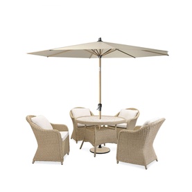 Hattie Garden Round Dining Set & Parasol Neutral