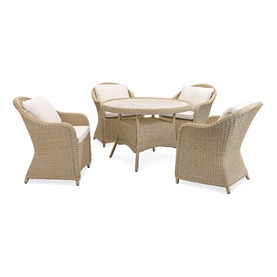 Hattie Garden Round Dining Set & Parasol Neutral