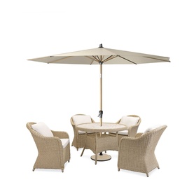 Hattie Garden Round Dining Set & Parasol Neutral