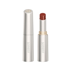 Armani Beauty Prisma Flash Lip Balm in silver bullet packaging with deep red-brown tinted balm visible at tip