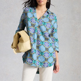 Bianca Printed Button Back Linen Tunic