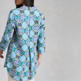Bianca Printed Button Back Linen Tunic