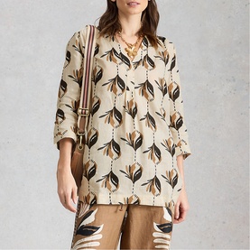 Bianca Printed Button Back Linen Tunic