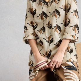 Bianca Printed Button Back Linen Tunic