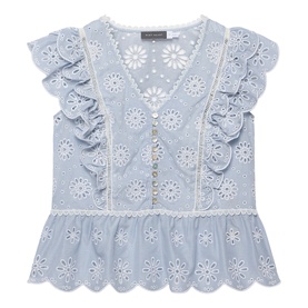 Broderie Striped Blouse