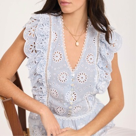 Broderie Striped Blouse