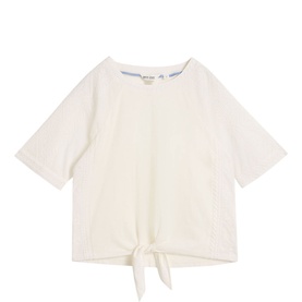 Embroidered Tie Hem T-Shirt