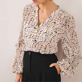 Floral Print Ruffle Blouse