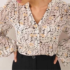 Floral Print Ruffle Blouse