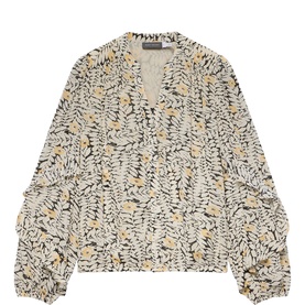 Floral Print Ruffle Blouse