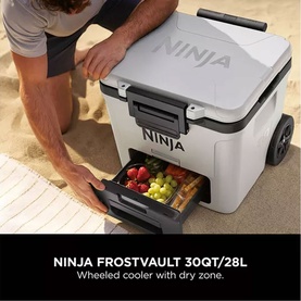 FrostVault 30QT/28L Wheeled Cooler with Dry Zone Cloud White